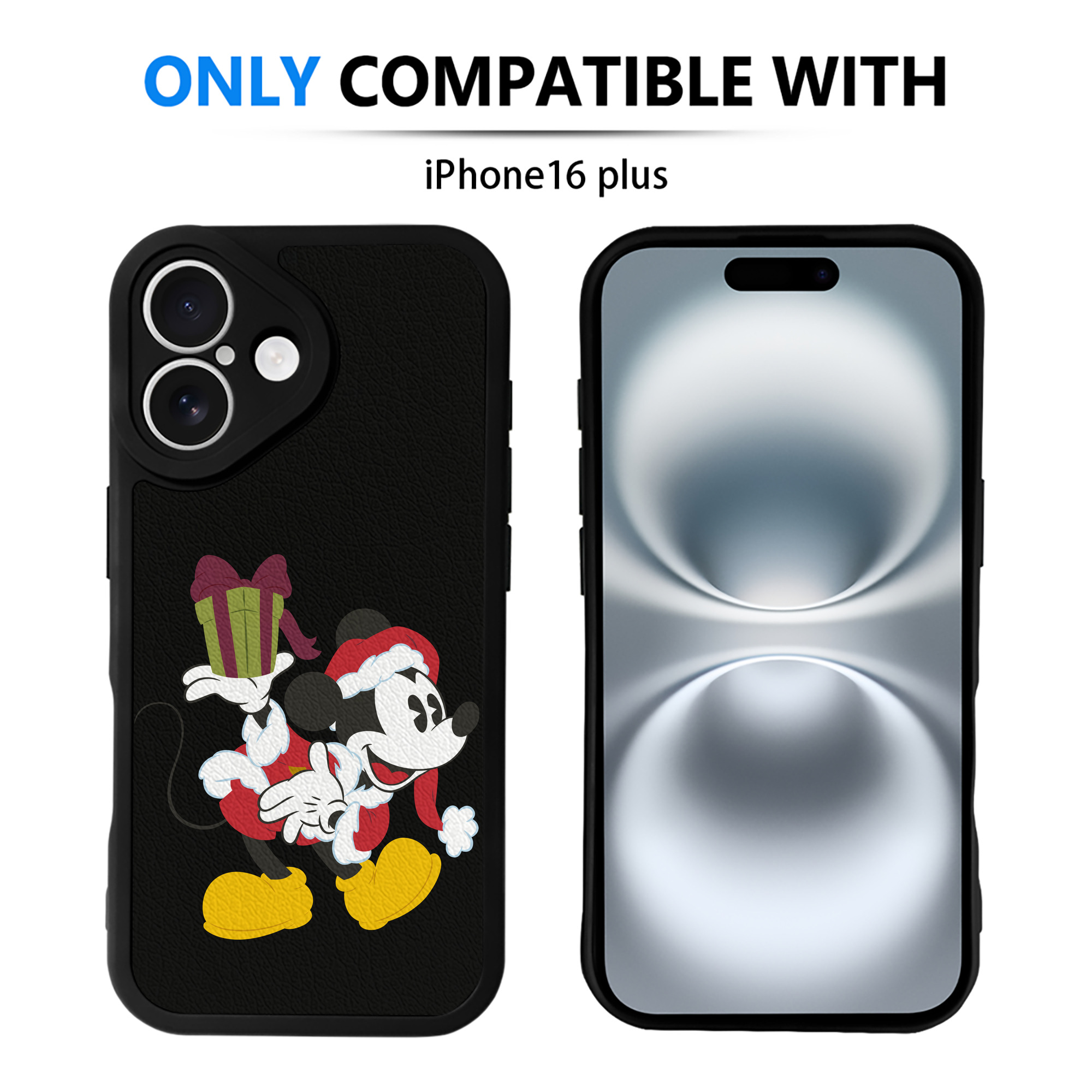 （画像用） ミッキーマウス Mickey Mouse 【iPhone 16シリーズ対応】シリコンスマホケース（レザー調） 材質：シリコン